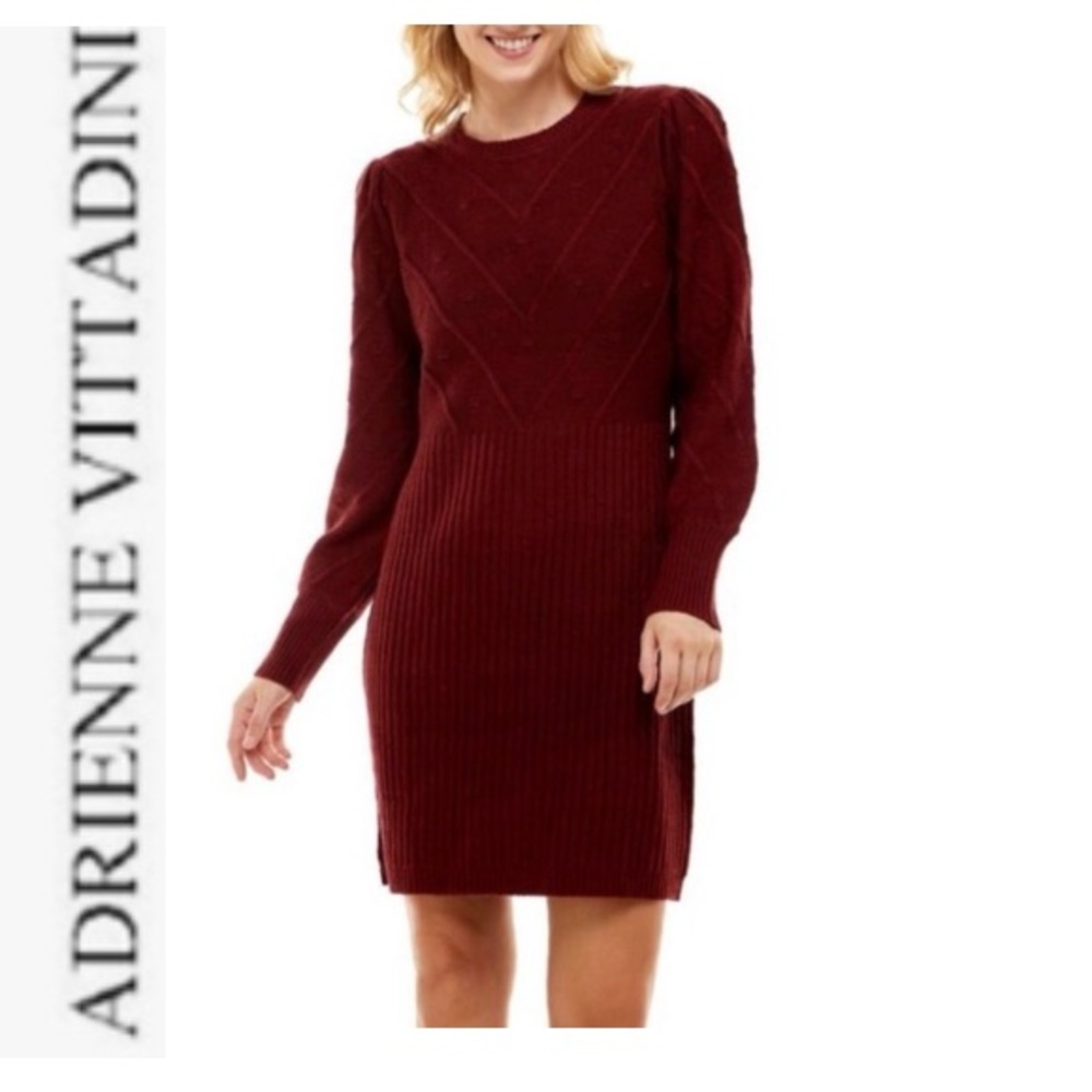 🎄 ADRIENNE VITTADINI Reddish Brown  Sweater Dress NWT L